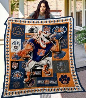 NCAA Auburn Tigers Gift for FansD Mascot Quilt Blanket, Gift For Sports Fan, Sport Lovers Quilt