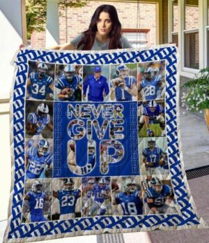 NCAA Duke Blue Devils Never Give Up Quilt Blanket, Gift For Sports Fan, Sport Lovers Quilt