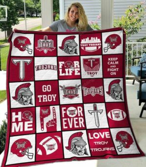 NCAA Troy Trojans Quilt Blanket, Gift For Sports Fan, Sport Lovers Quilt Blanket