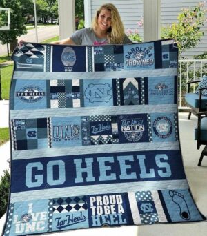 NCAA North Carolina Tar Heels Go Heels Quilt Blanket, Gift For Sports Fan, Sport Lovers Quilt