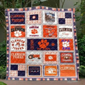 NCAA Clemson Tigers Quilt Blanket, Gift For Sports Fan, Sport Lovers Quilt Blanket