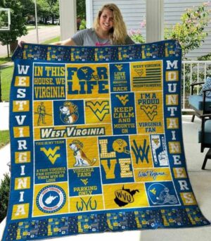 NCAA West Virginia Mountaineers Quilt Blanket, Gift For Sports Fan, Sport Lovers Quilt