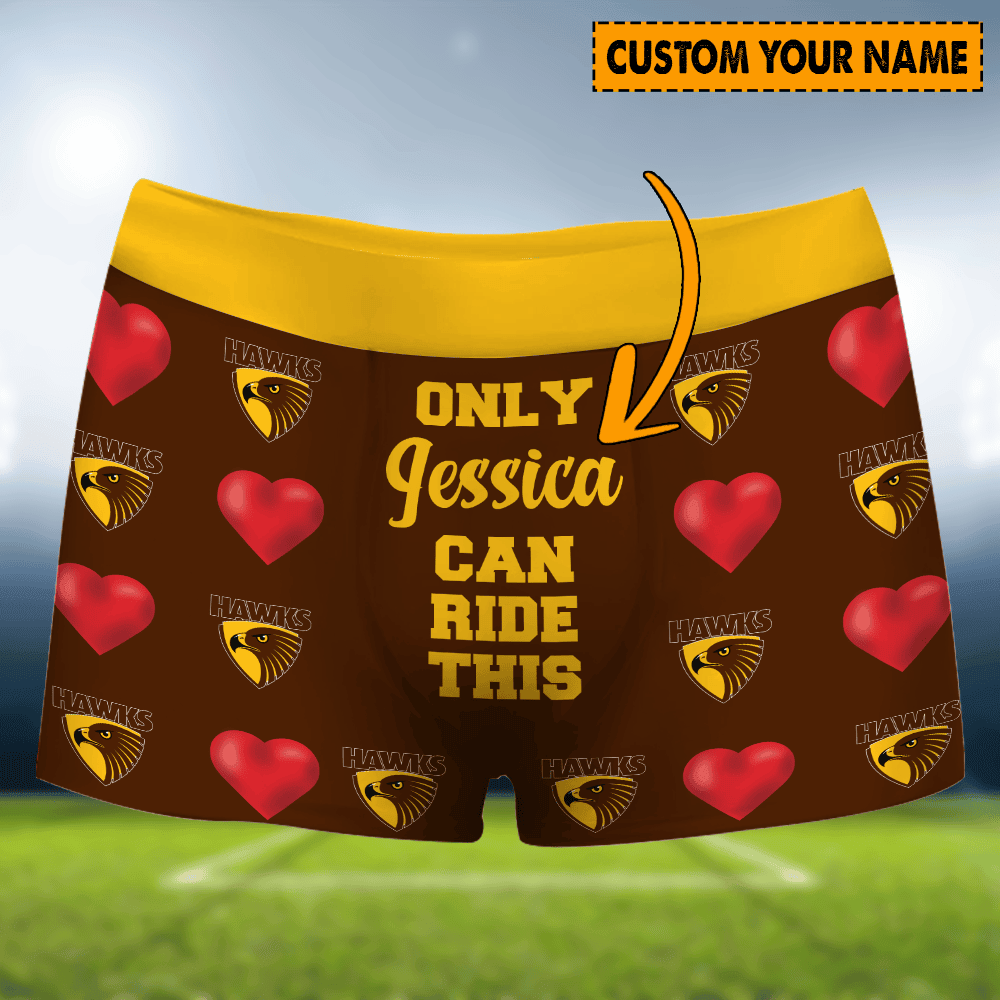 Personalized Hawthorn AFL Men Boxers Valentine Gift For Lover Boyfriend Husband Personalized Hawthorn AFL Men Boxers Valentine Gift For Lover Boyfriend Husband