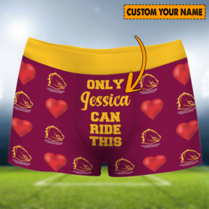 Personalized Brisbane Broncos NRL Men Boxers Valentine Gift For Lover Boyfriend Husband