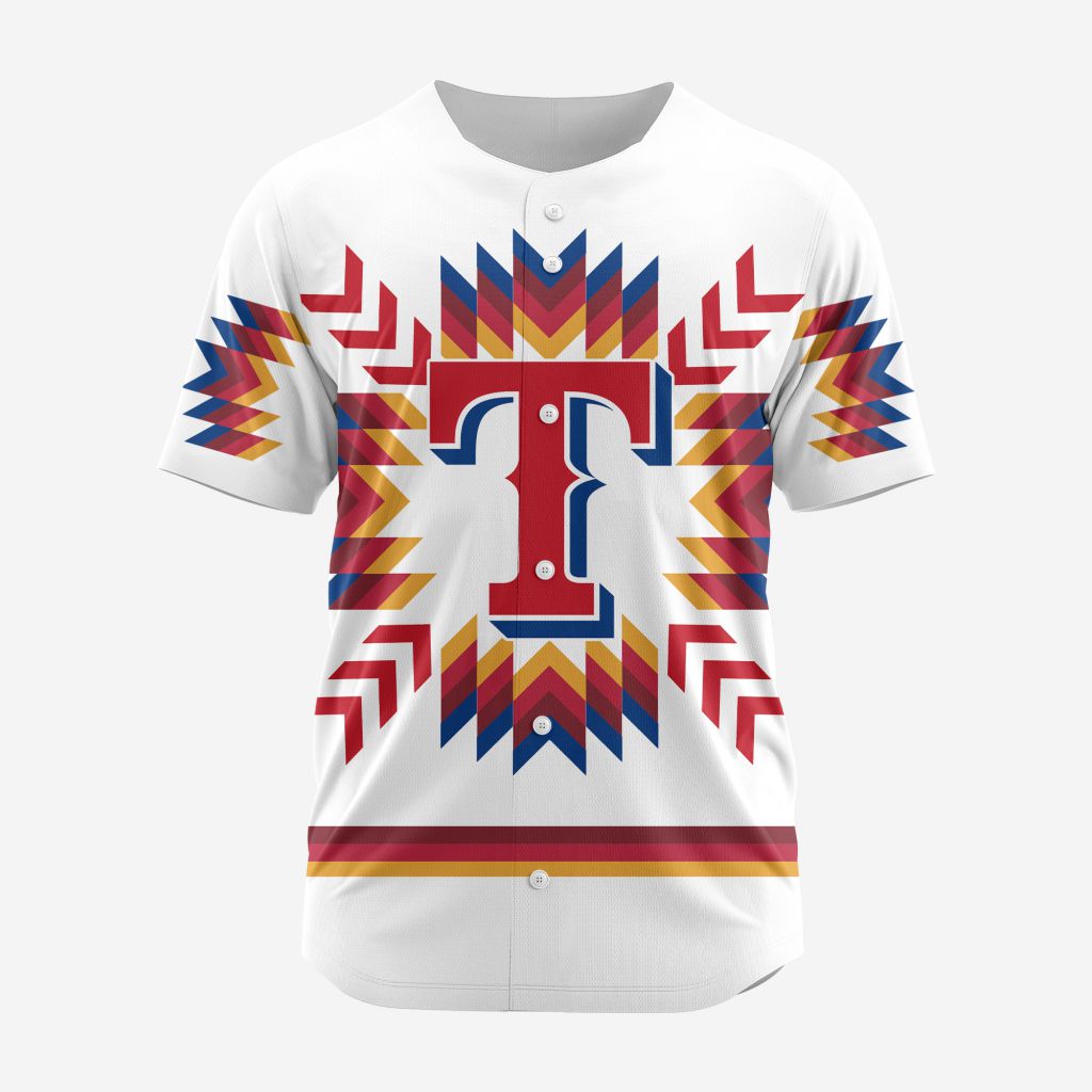 MLB Texas Rangers Special Native Design Baseball Jersey Gift for Men Women MLB Texas Rangers Special Native Design Baseball Jersey Gift for Men Women