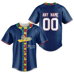 MLB Tampa Bay Rays Specialized Baseball Jersey Fearless Aganst Autism Gift for Men Women