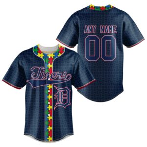 MLB Detroit Tigers Specialized Baseball Jersey Fearless Aganst Autism Gift for Men Women