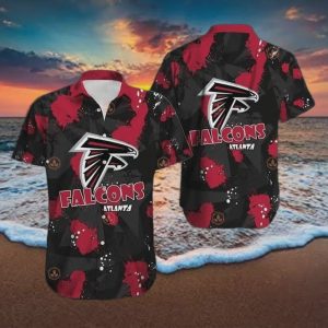 Atlanta Falcons NFL Black Aloha Pattern Hawaiian Shirt
