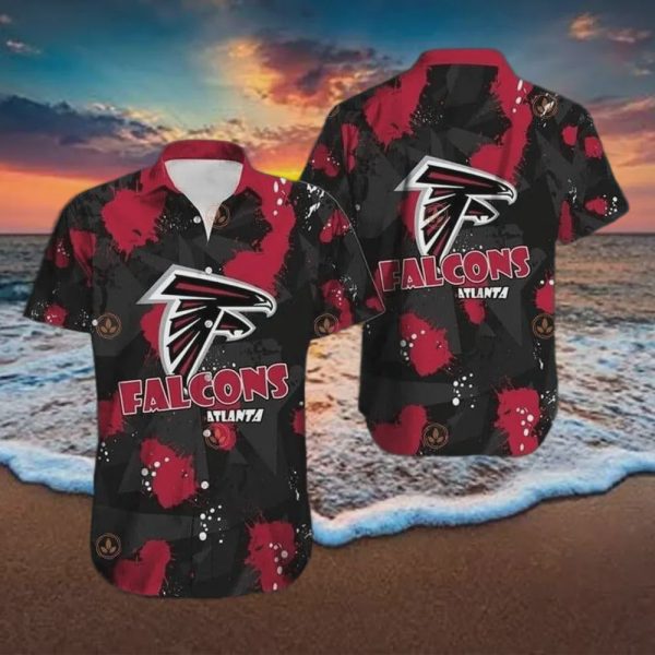Atlanta Falcons NFL Black Aloha Pattern Hawaiian Shirt