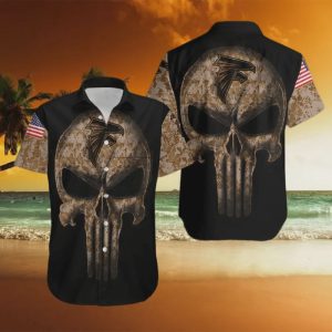 Atlanta Falcons NFL Camouflage Skull Pattern Hawaiian Shirt
