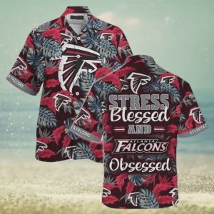Atlanta Falcons NFL Stress Blessed Obsessed Tropical Palm Leaves Pattern Hawaiian Shirt 3