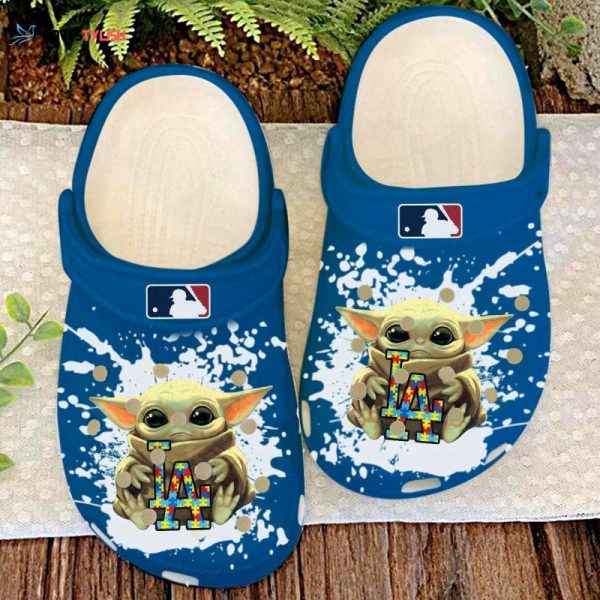Baby Yoda Los Angeles Dodgers MLB Band Rubber Clogs Shoes Clogs Unisex Footwear