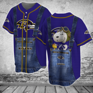 Baltimore Ravens NFL Baseball Jersey Shirt Snoopy For Men Women