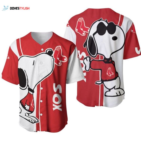 Boston Red Sox Snoopy Lover Printed Baseball Jersey