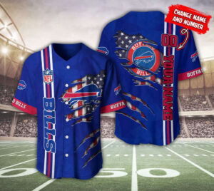 Custom Buffalo Bills 3D NFL Baseball Jersey - Personalized for Men & Women