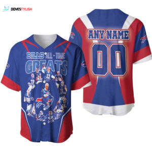 Custom Buffalo Bills Legends Baseball Jersey - All-Time Greats Coach & Team Design Personalized Name & Number