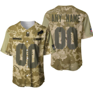 Custom Camouflage Buffalo Bills Baseball Jersey Perfect Gift for Bills Fans
