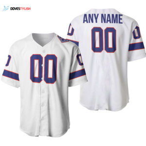 Vintage Buffalo Bills Baseball Jersey Custom Allover White Design - Perfect Gift for Bills Fans