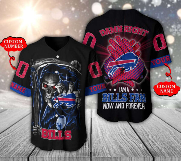 Custom Buffalo Bills Baseball Jersey Personalized Skull Design – Get Yours Now!
