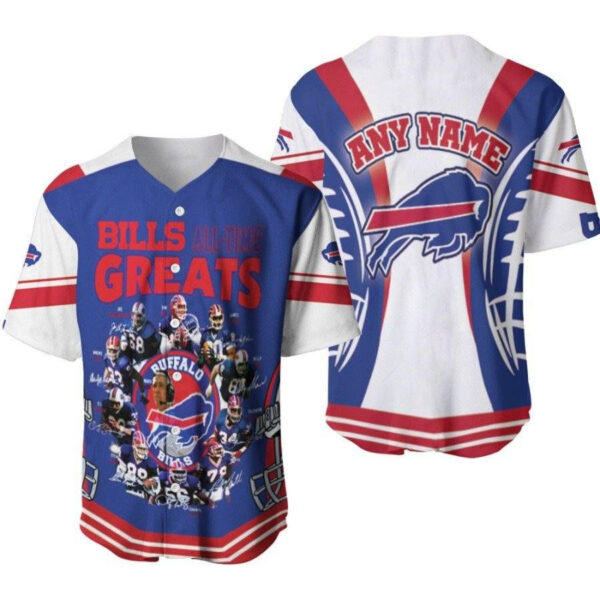Custom Buffalo Bills Champions Baseball Jersey All-Time Greats Gift for Fans
