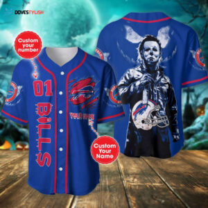 Customized Buffalo Bills Halloween Baseball Jersey Spooky Style for Game-day Fun!