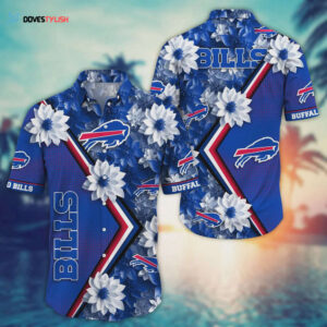 Buffalo Bills NFL Digital Flowers Aloha Hawaiian Shirt