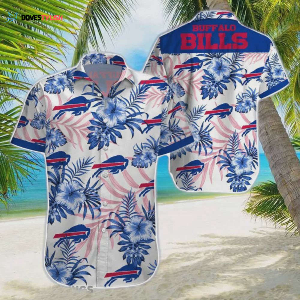 Buffalo Bills NFL Floral White Background Hawaiian Shirt Buffalo Bills NFL Floral White Background Hawaiian Shirt