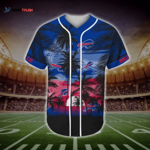 Stand Out with the Buffalo Bills Tropical Baseball Jersey - Perfect for Sports Fans!