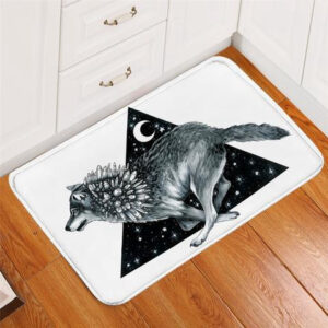 BW Crystallized Wolf Easy Clean Welcome DoorMat