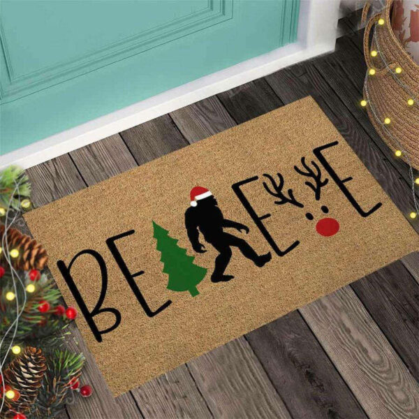 Camping Believe Bigfoot Coir Pattern Easy Clean Welcome DoorMat