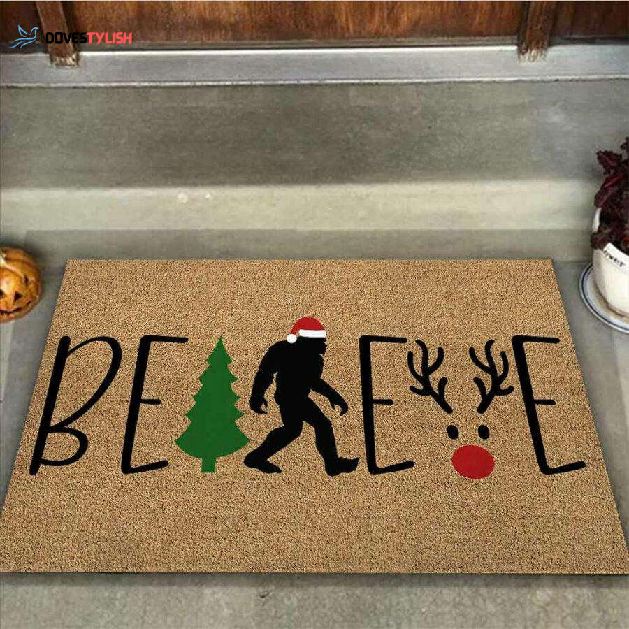 Camping Believe Bigfoot Coir Pattern Easy Clean Welcome DoorMat Camping Believe Bigfoot Coir Pattern Easy Clean Welcome DoorMat