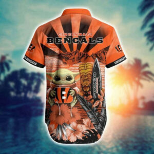 Cincinnati Bengals Baby Yoda Hawaiian Shirt – Vibrant Orange Aloha Shirt for Men & Women