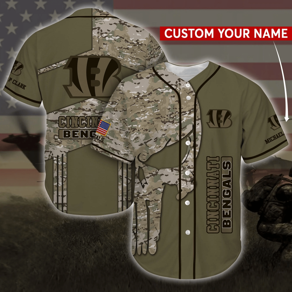 Cincinnati Bengals NFL Personalized Camo Baseball Jersey Shirt Custom Name for Men & Women Cincinnati Bengals NFL Personalized Camo Baseball Jersey Shirt Custom Name for Men & Women