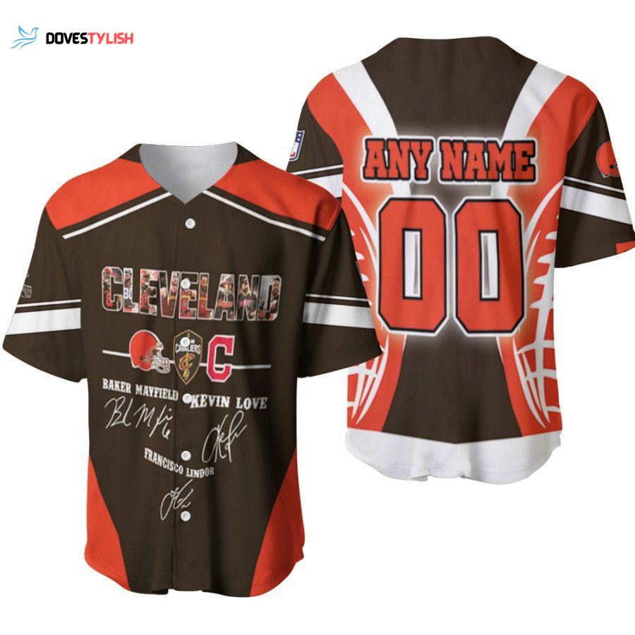 Cleveland Browns Legends Allover Gift Custom Name Number Baseball Jersey Cleveland Browns Legends Allover Gift Custom Name Number Baseball Jersey