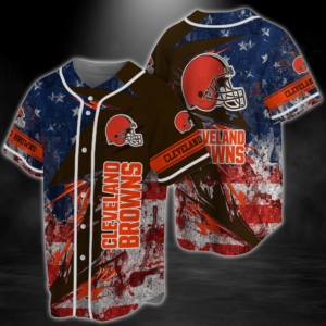 Cleveland Browns NFL America Flag Baseball Jersey Shirt  For Men Women