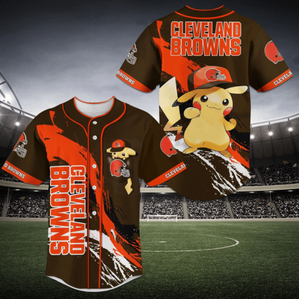 Cleveland Browns NFL Pikachu Baseball Jersey Shirt  For Men Women