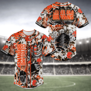 Cleveland Browns NFL Skeleton Baseball Jersey Shirt For Fans