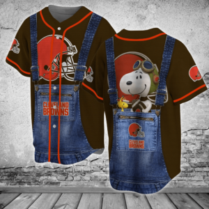 Cleveland Browns NFL Snoopy Baseball Jersey Shirt  For Men Women