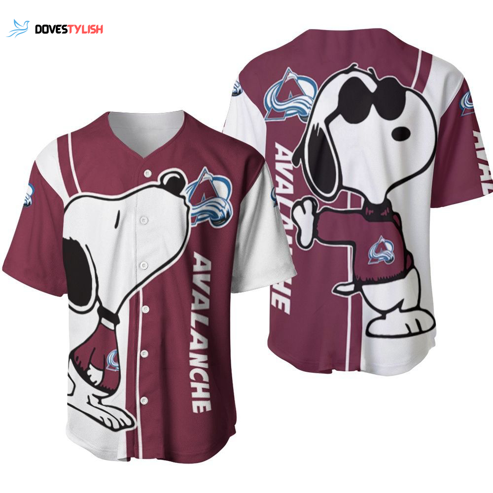 Colorado Avalanche Snoopy Lover Printed Baseball Jersey Gift for Men Dad Colorado Avalanche Snoopy Lover Printed Baseball Jersey Gift for Men Dad