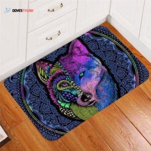 Contrast Wolf Mandala Easy Clean Welcome DoorMat