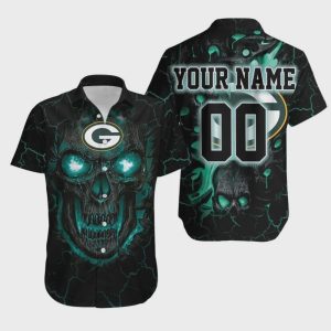 Custom Green Bay Packers Lava Skull Hawaiian Shirt 3