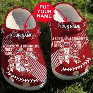Custom name Dad And Son Daughter Mlb Washington Nationals Rubber Clogs Crocband Clogs Comfy Footwear
