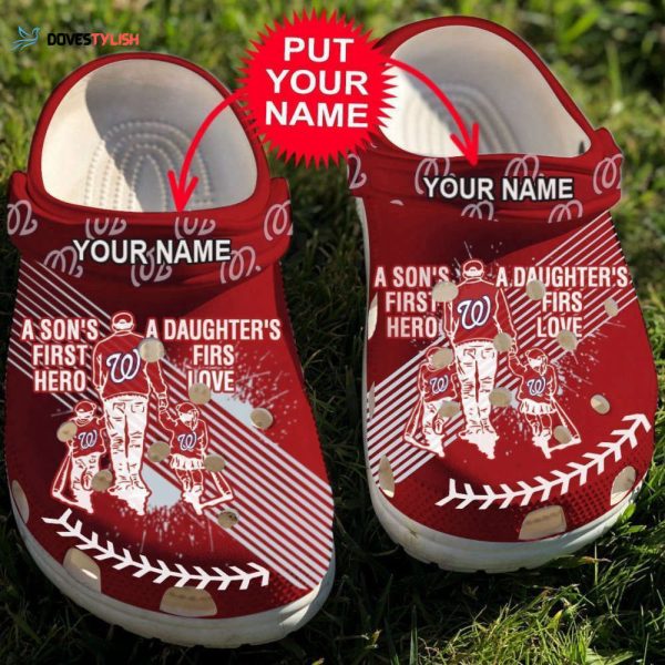 Custom name Dad And Son Daughter Mlb Washington Nationals Rubber Clogs Crocband Clogs Comfy Footwear