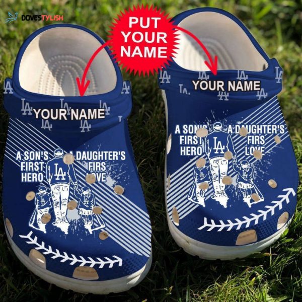 Custom name Los Angeles Dodgers MLB Dad And Son Daughter Rubber Clogs Crocband Clogs Comfy Footwear