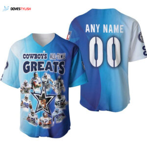 Dallas Cowboys All-Time Greats Legends Signature Baseball Jersey Personalized Gift for Fans