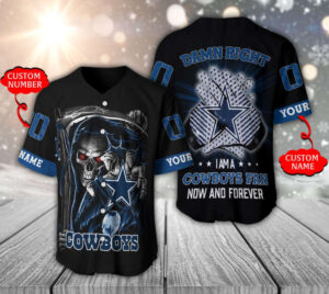 Custom Dallas Cowboys Baseball Jersey Personalized Skull Design – Damn Right