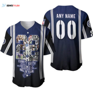 Custom Dallas Cowboys Emmitt Smith Baseball Jersey Hall of Fame Design for Fans