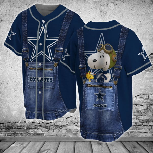 Dallas Cowboys NFL Baseball Jersey Shirt Snoopy  For Men Women