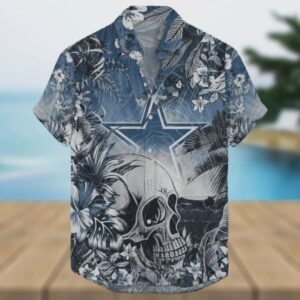 Dallas Cowboys NFL Skull Tropical Flower Pattern Hawaiian Shirt 3