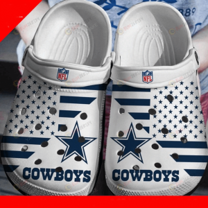 Dallas Cowboys Star Logo Pattern Clogs Classic Clogs Shoes In Blue & Black
